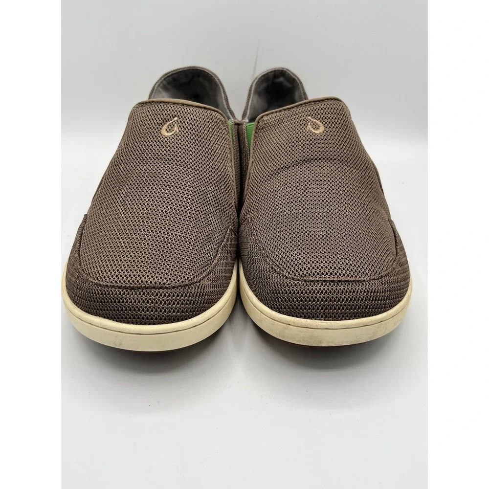 OluKai Nohea Mesh Mens Slip On Shoes Brown Dark Wood Mustang 10188-13AP Size 8.5